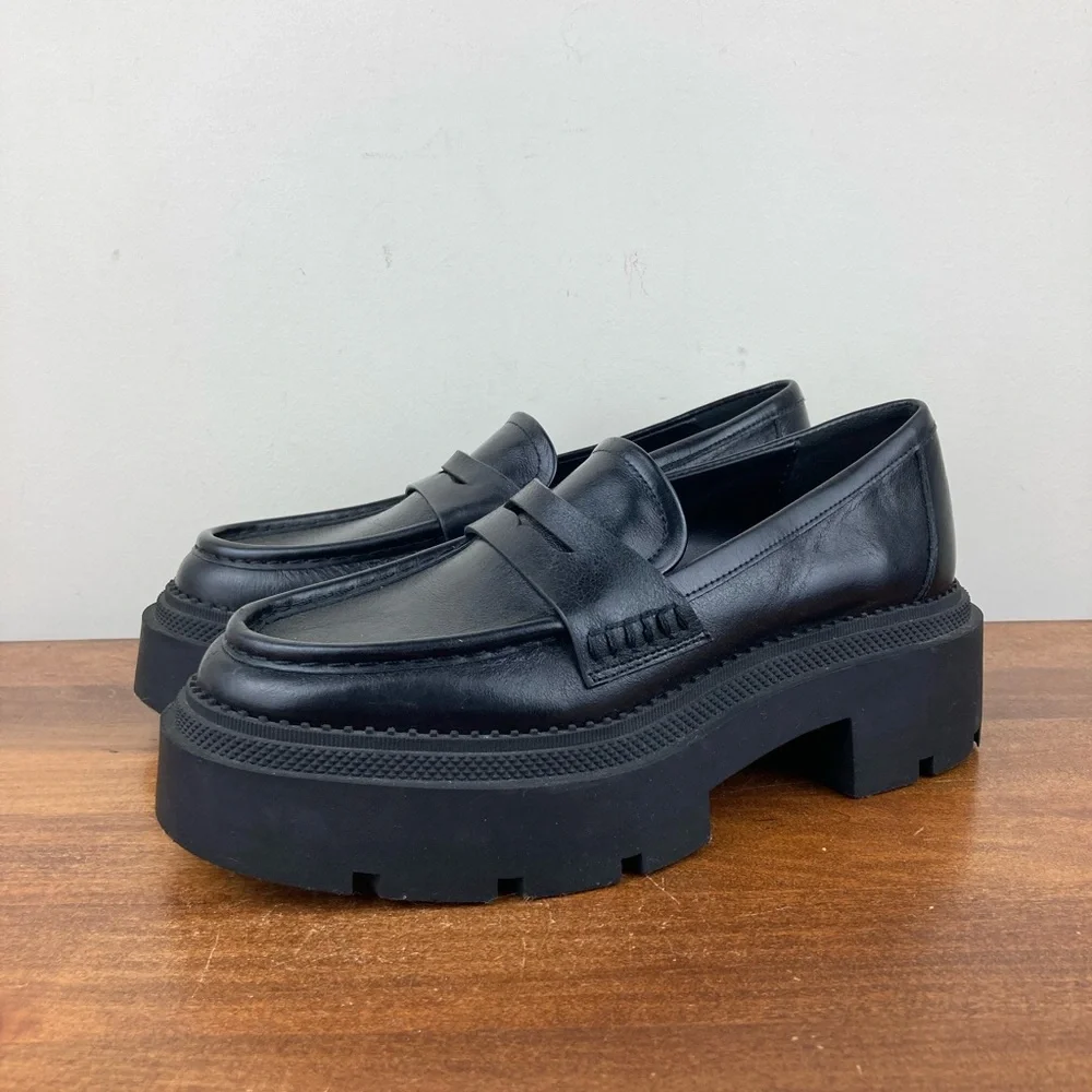 Zara Black Platform Penny Loafers